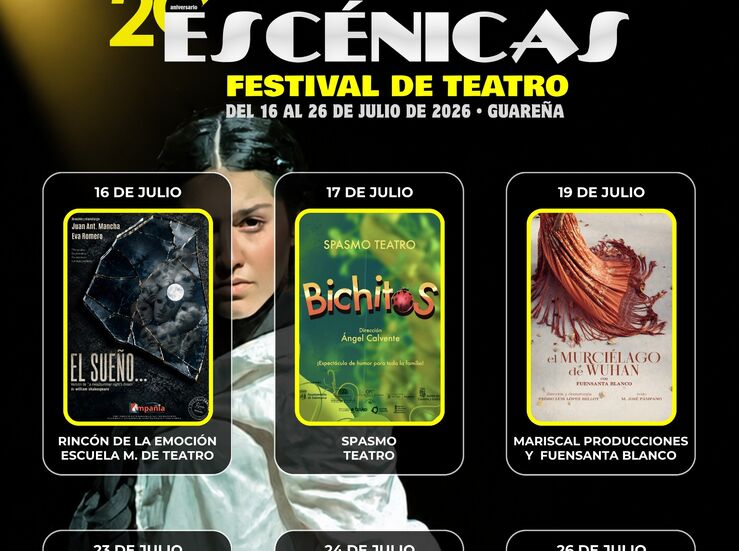 El XX Festival Escnicas de Guarea llega con seis propuestas teatrales y de danza 