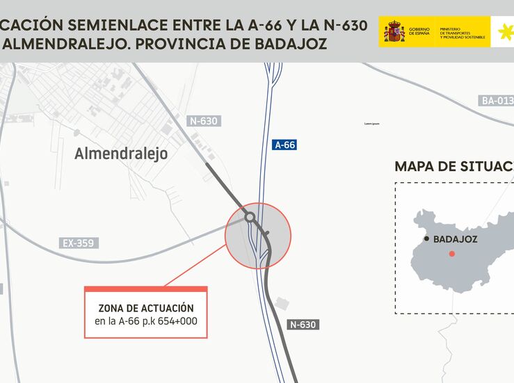 Aprobado por 53M proyecto para transformar semienlace entre A66 y N630 en Almendralejo