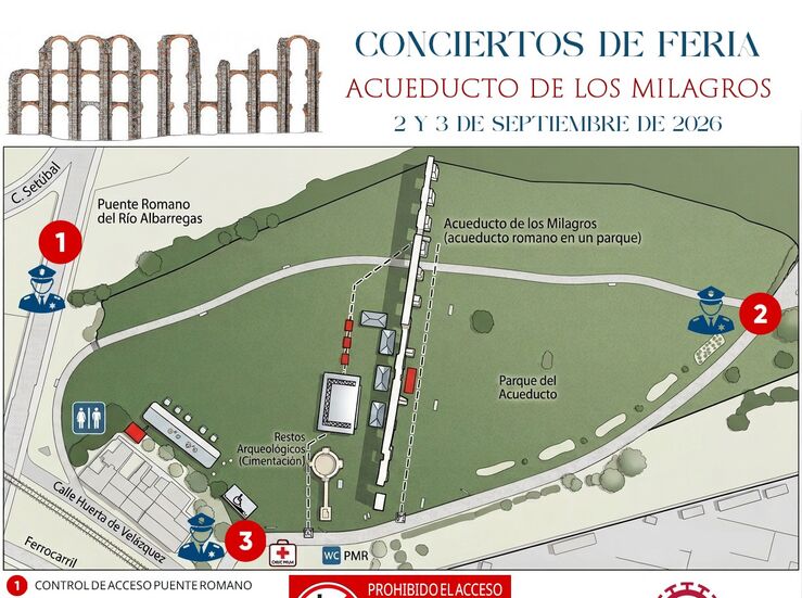 Conciertos Feria de Mrida en el acueducto de Los Milagros se limitarn a 8000 asistentes