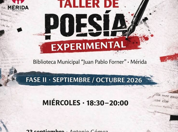 Biblioteca Municipal Juan Pablo Forner de Mrida retoma el Taller de Poesa Experimental