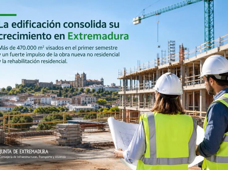 Superficie visada en Extremadura crece un 139 y la obra nueva no residencial un 118 