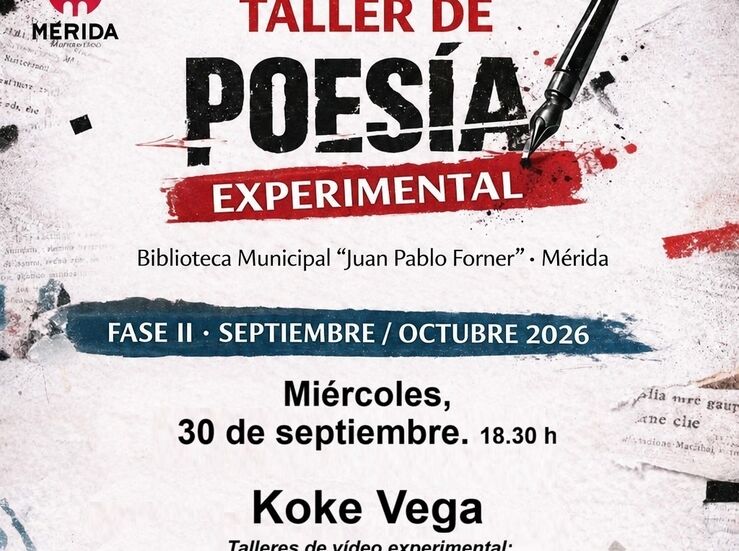 Koke Vega llega al Taller de Poesa Experimental de la Biblioteca Municipal de Mrida