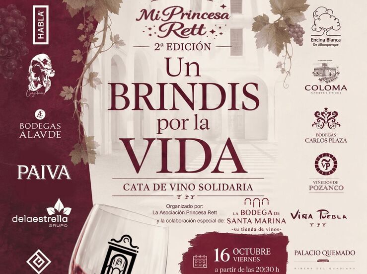 Mi Princesa Rett organiza una cata de vino en Badajoz a favor de centro para nios