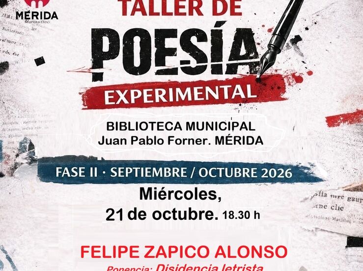 Felipe Zapico Alonso ofrece en Mrida un Taller de Poesa Experimental 