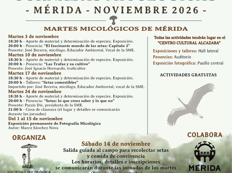 El Centro Cultural Alcazaba ser sede de las Jornadas Micolgicas de Mrida