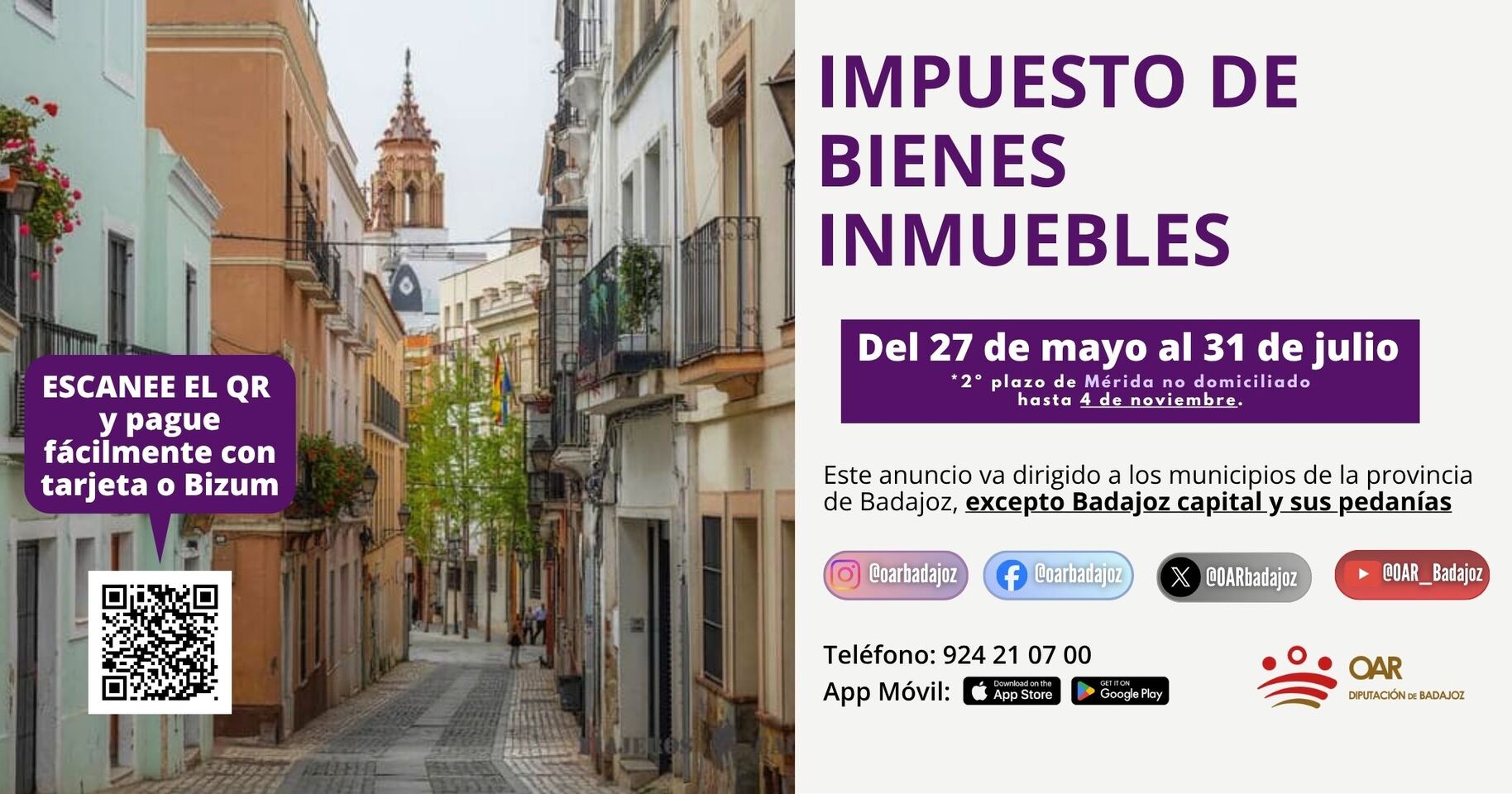Arranca el plazo para el pago voluntario del IBI en la provincia pacense